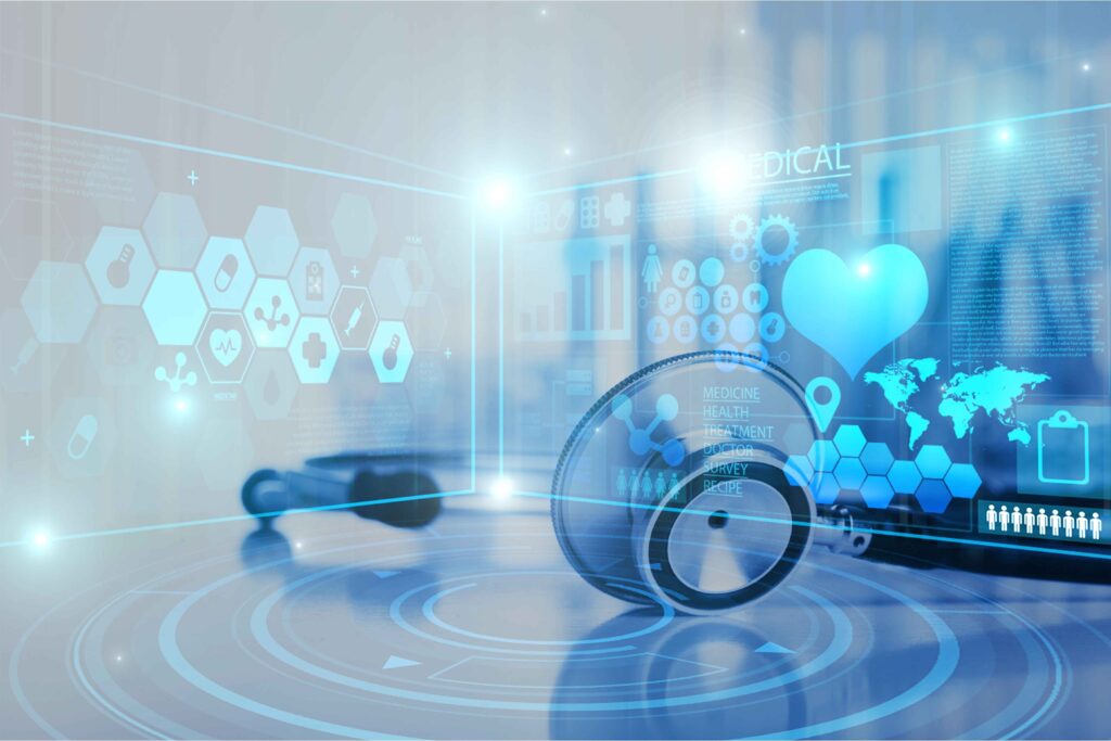 “ medical healthcare platform interface with doctor consulting remotely, representing digital health and telemedicine solutions “